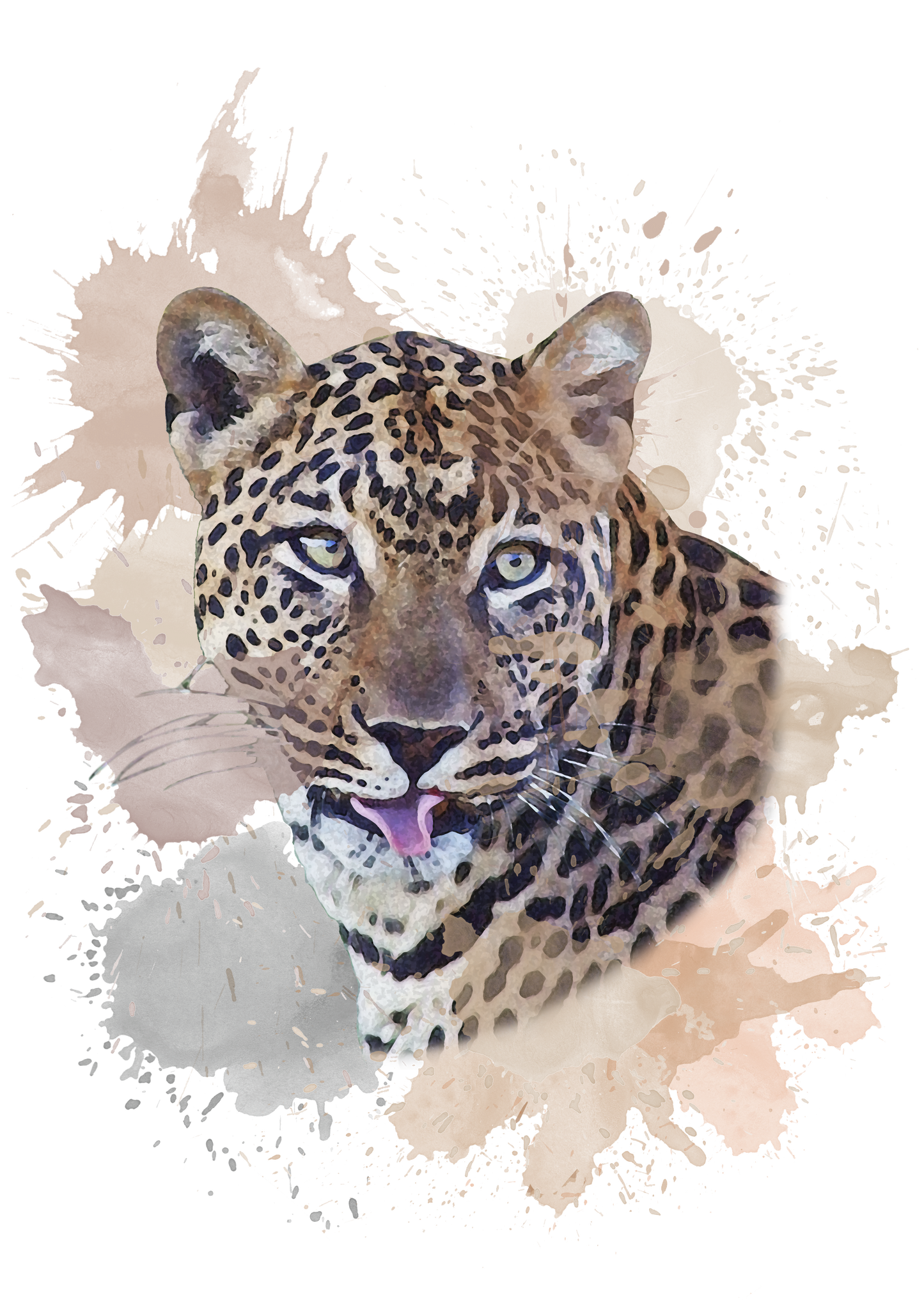 African Leopard - Digital Watercolour Print