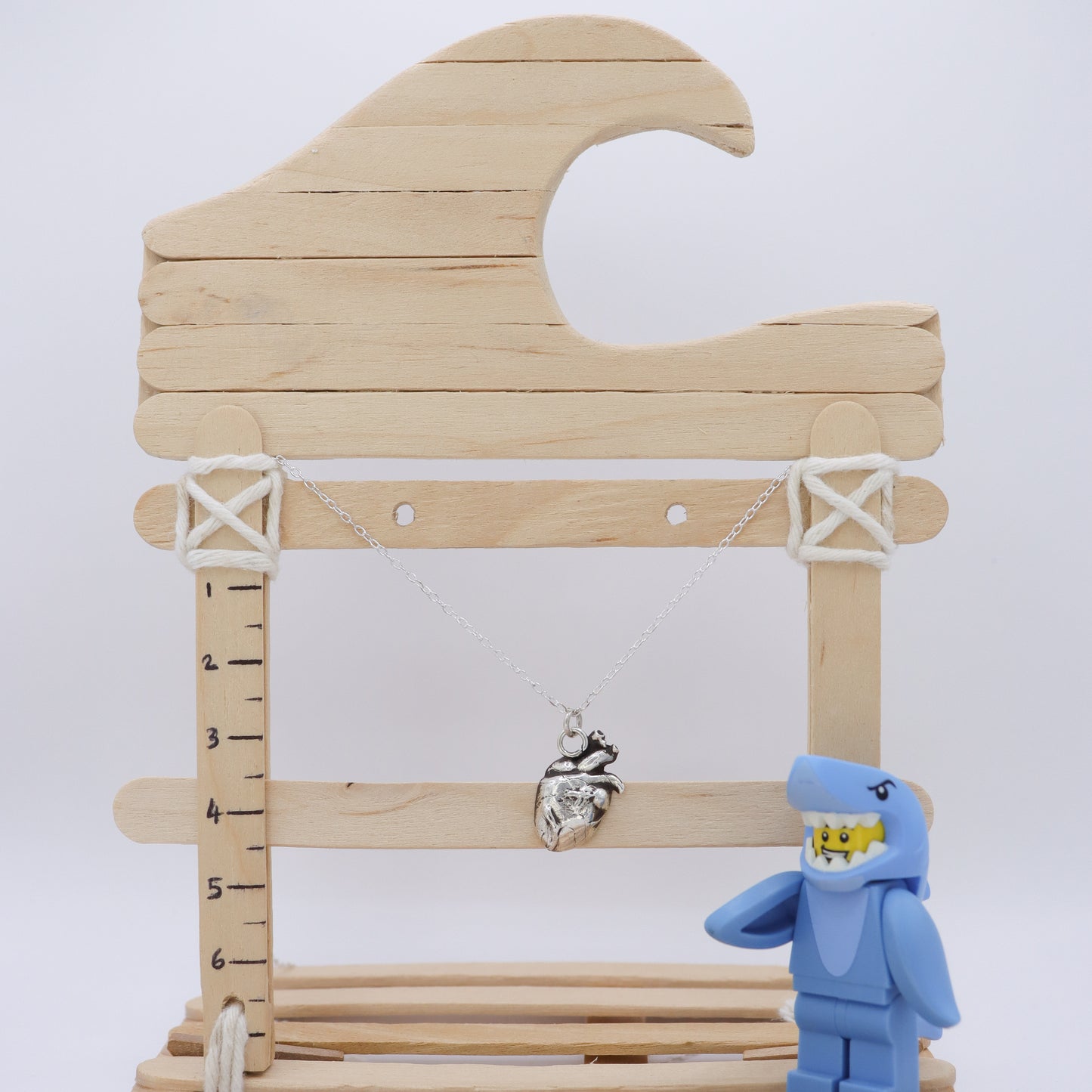 Fine Silver Anatomical Heart Pendant