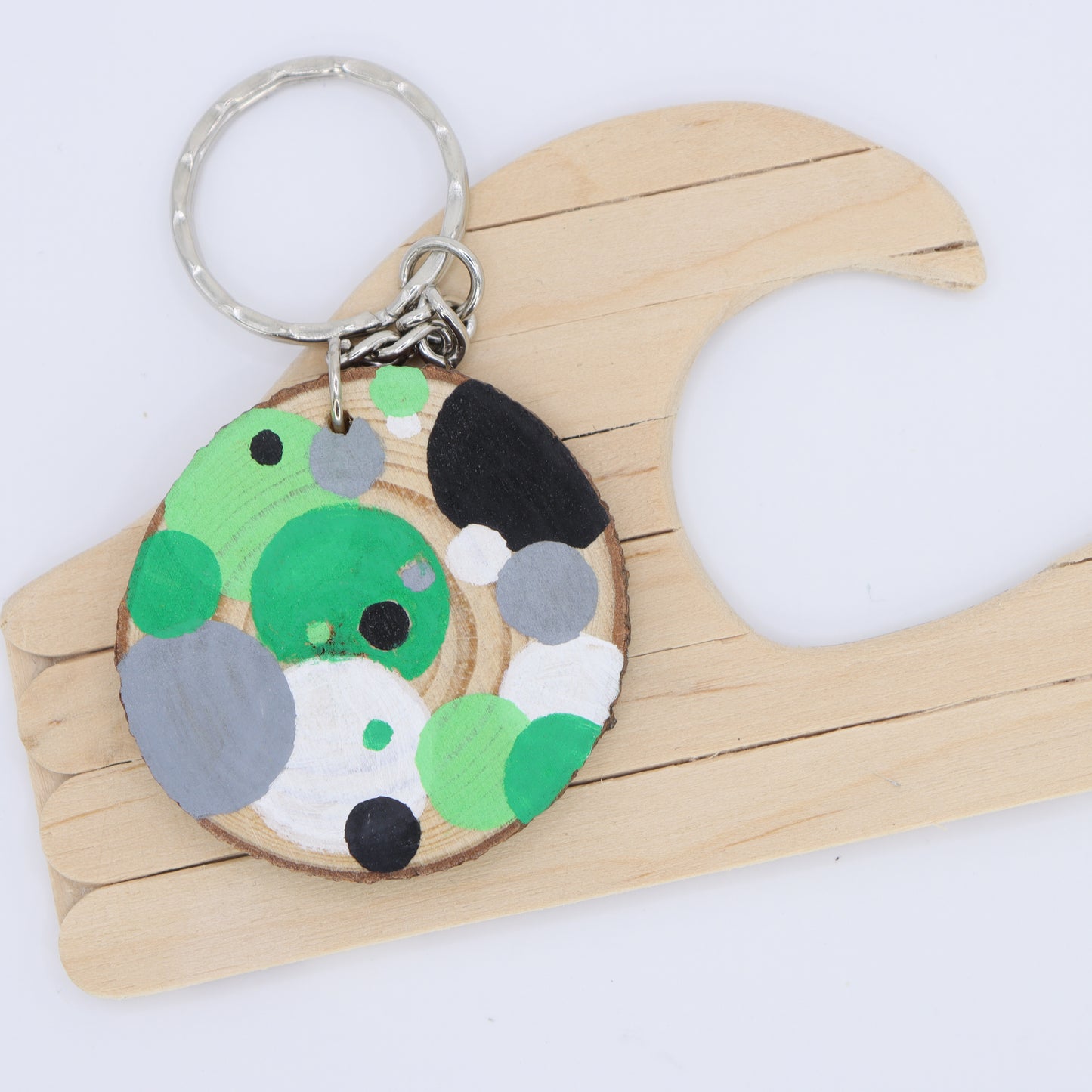 Pride Spotted Log Slice Keychain