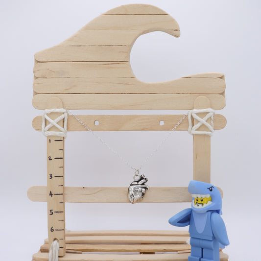 Fine Silver Anatomical Heart Pendant