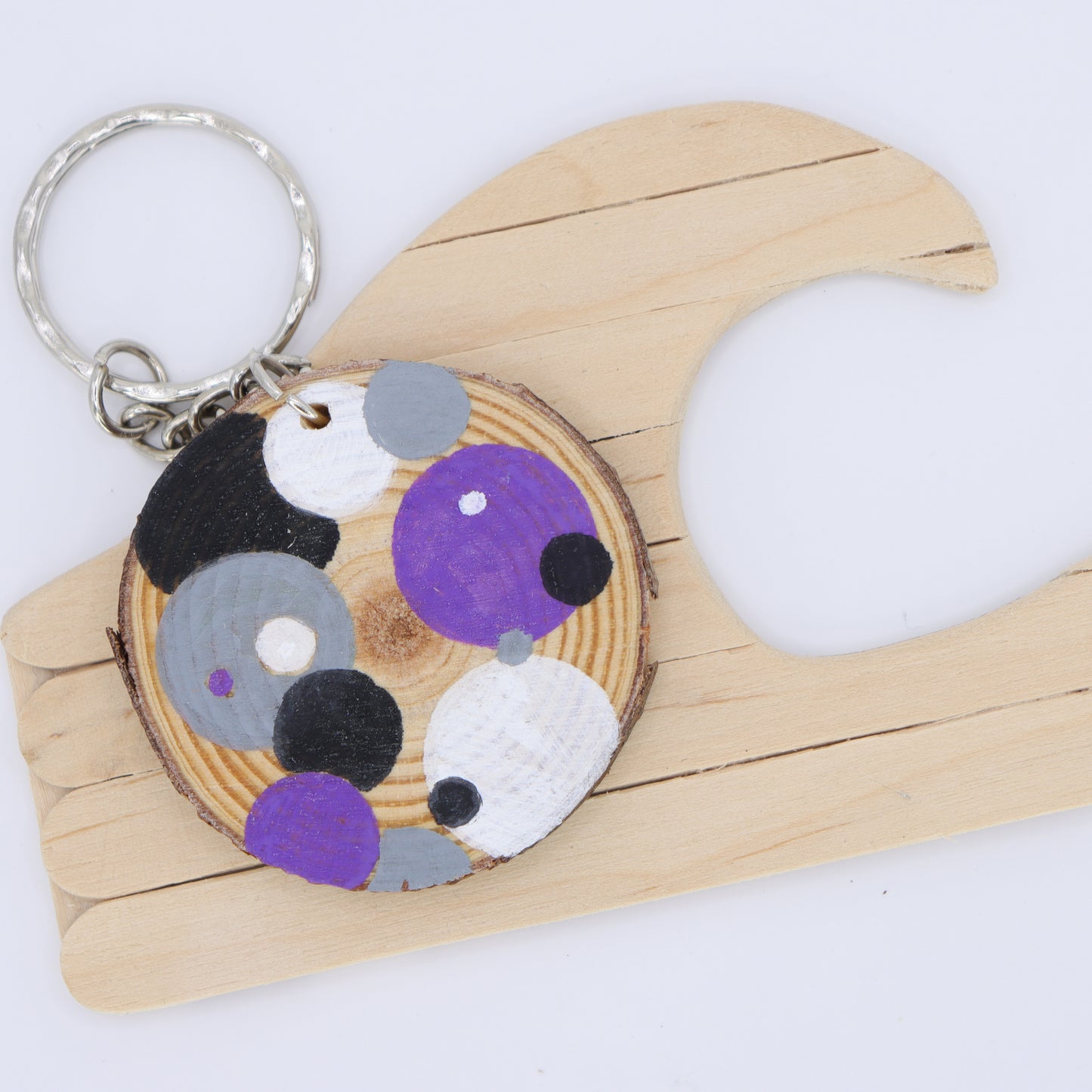 Pride Spotted Log Slice Keychain