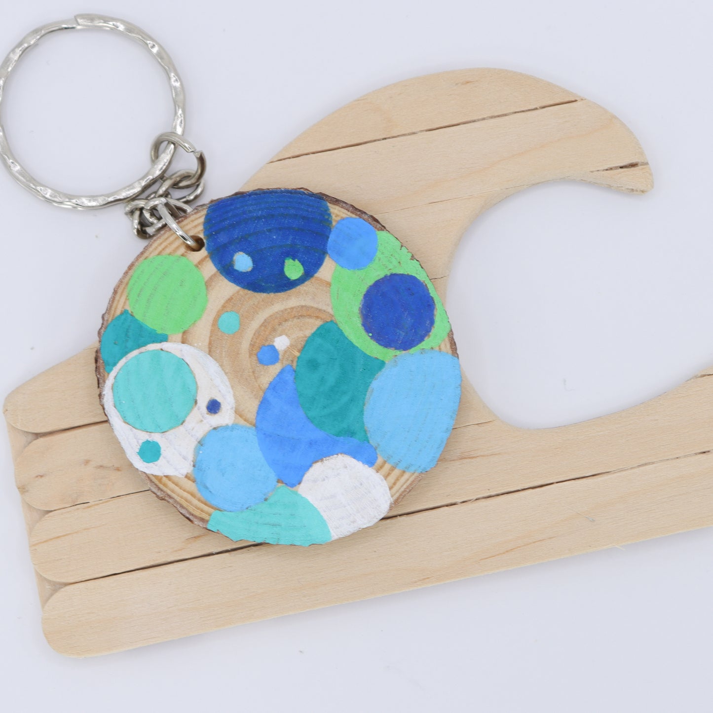 Pride Spotted Log Slice Keychain