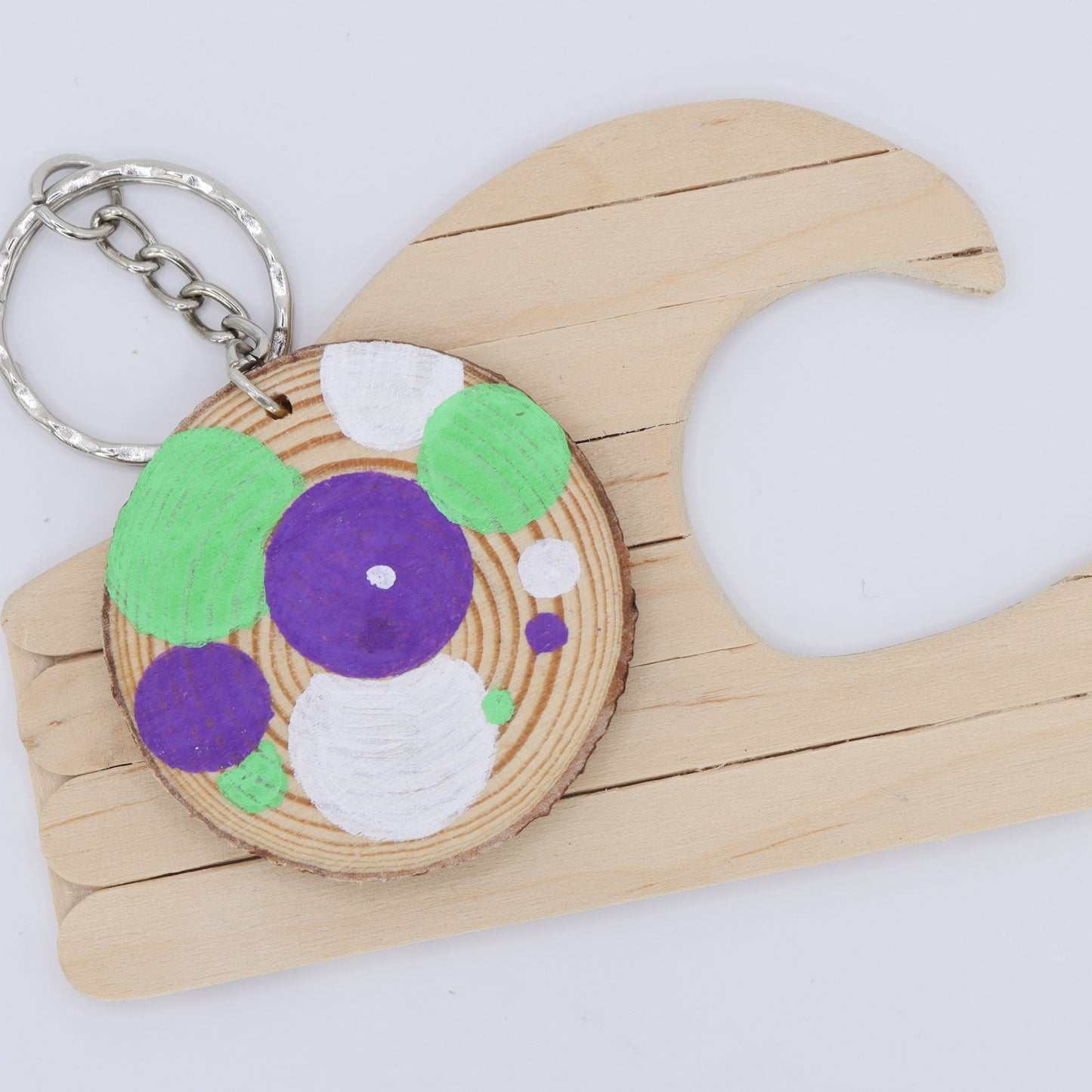 Pride Spotted Log Slice Keychain