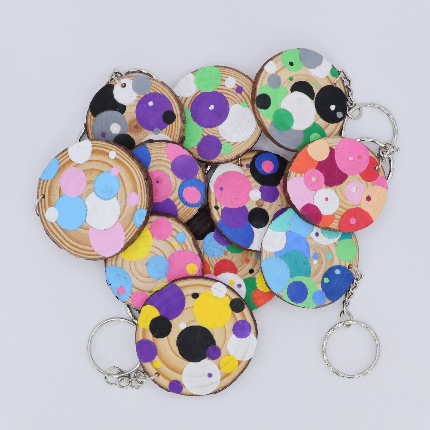 Pride Spotted Log Slice Keychain