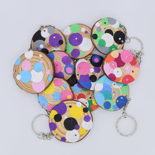 Pride Spotted Log Slice Keychain
