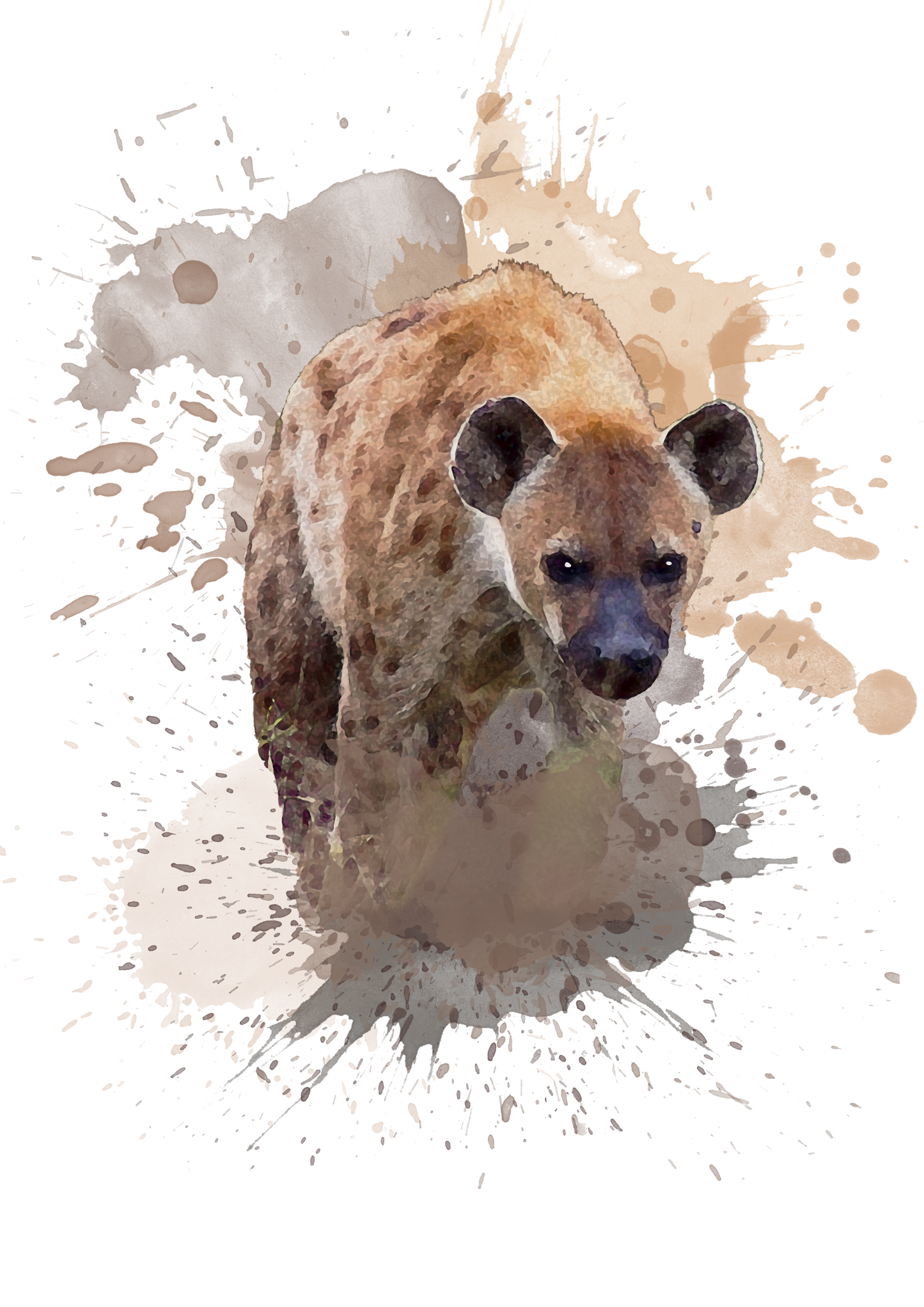 African Spotted Hyena - Digital Watercolour Print