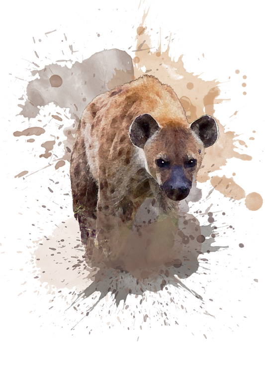 African Spotted Hyena - Digital Watercolour Print