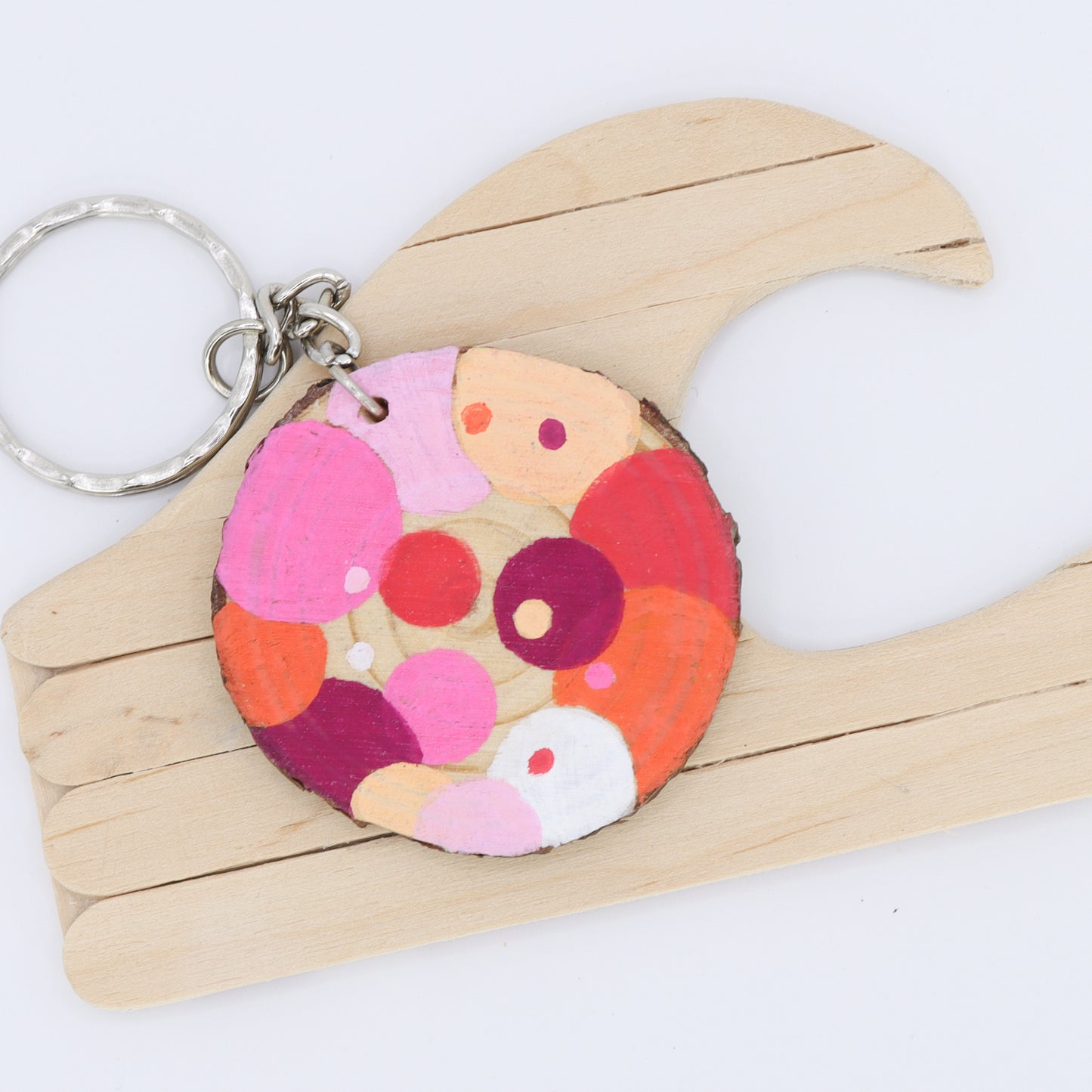 Pride Spotted Log Slice Keychain
