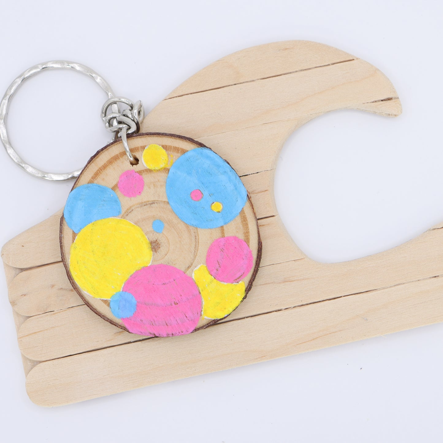 Pride Spotted Log Slice Keychain