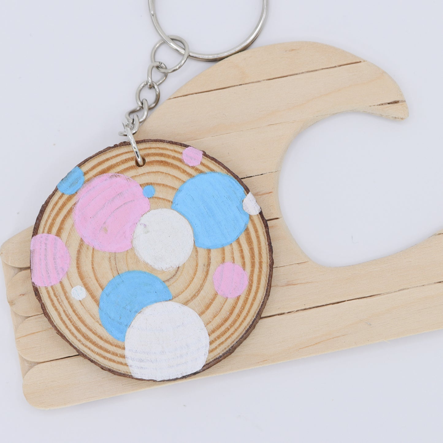 Pride Spotted Log Slice Keychain