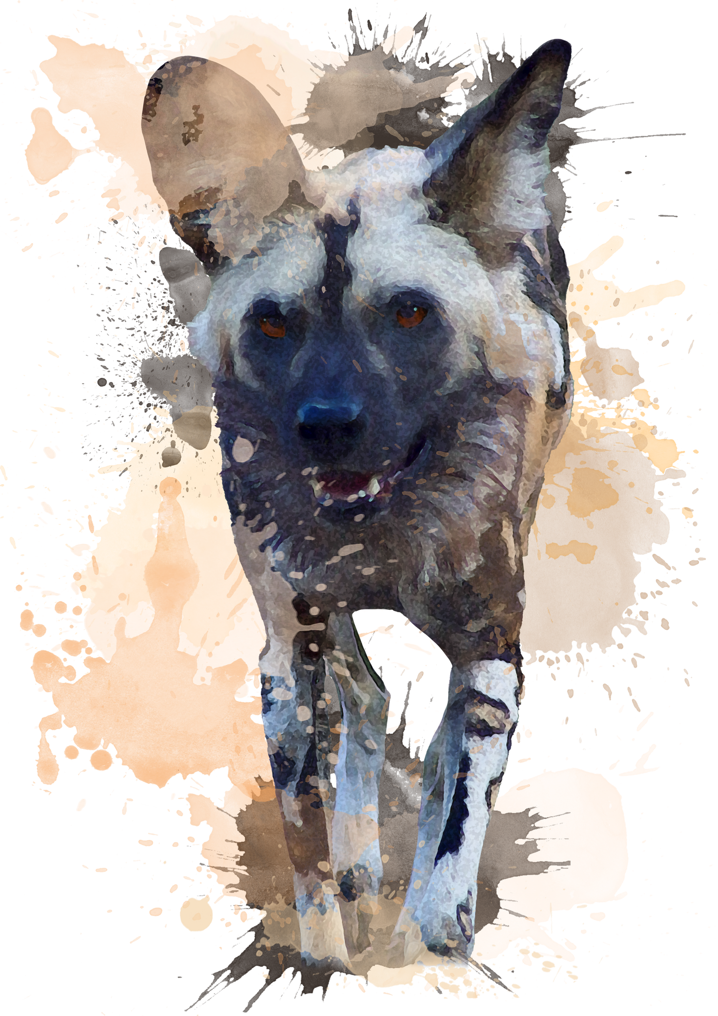 African Wild Dog - Digital Watercolour Print